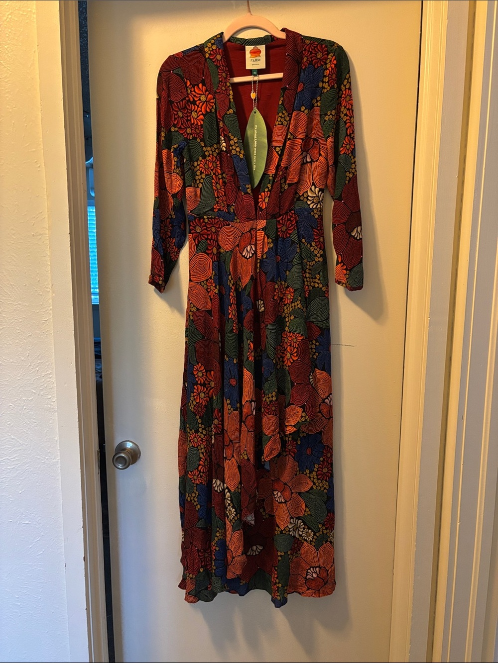 FARM Rio Multi-Color Floral Maxi Dress - Orange, Green, Blue, Red - Picture 2 of 7